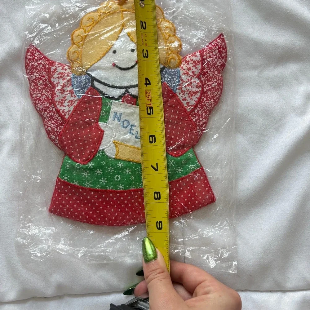 NEW Vintage Christmas Angel Pot Holder Noel Quilted Holiday Kitchen Decor Red